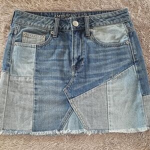 Sexy patchwork denim mini skirt festival farmhouse vintage